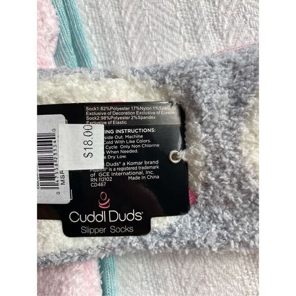 Cuddl Duds Girls Shoe Size 4-10 Lounge Crew Slipper Socks Total 4 Pr - Picture 3 of 7